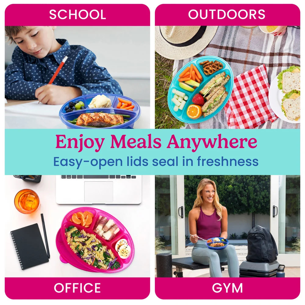 Bentgo Easyboxes 4-Compartment Oval Containers 8-Piece Set