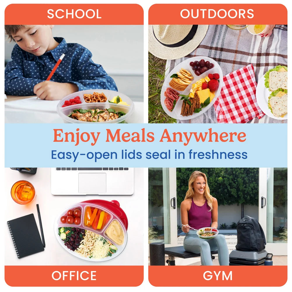 Bentgo Easyboxes 4-Compartment Oval Containers 8-Piece Set