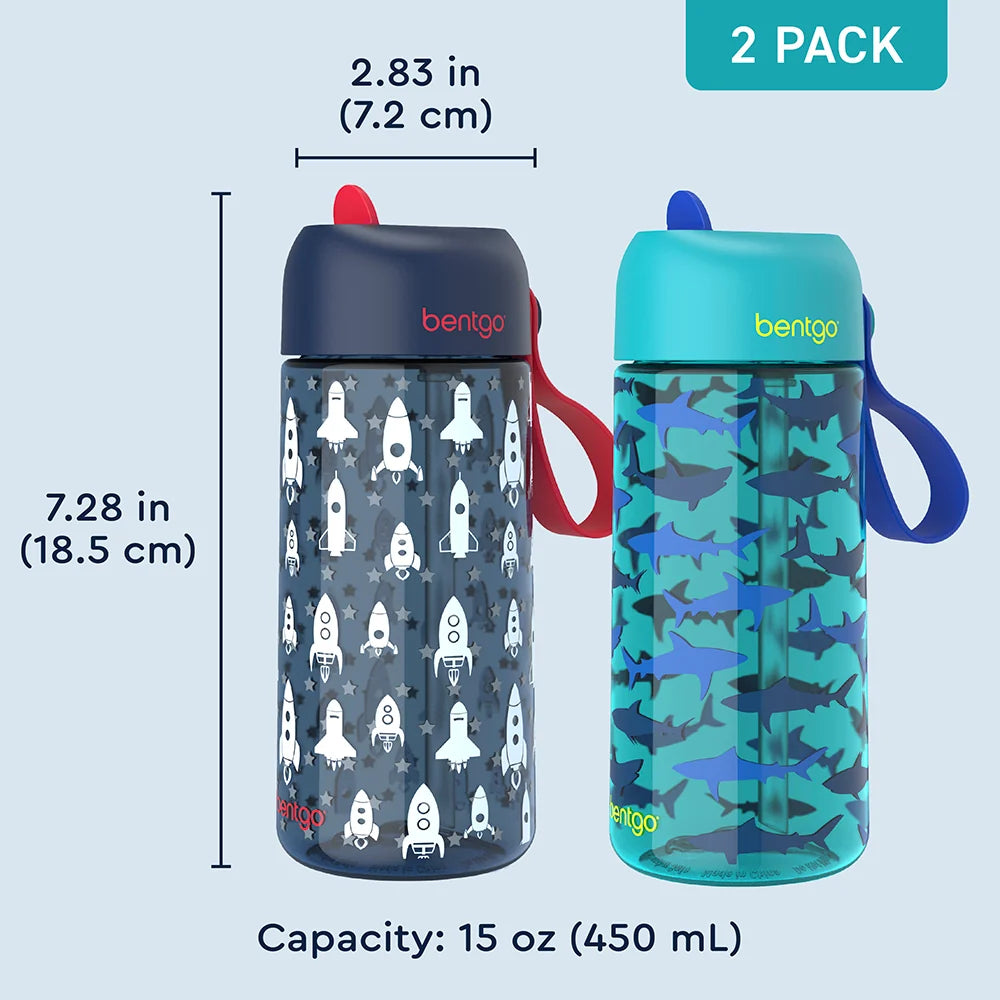 Bentgo Kids Prints Water Bottle (2-Pack)