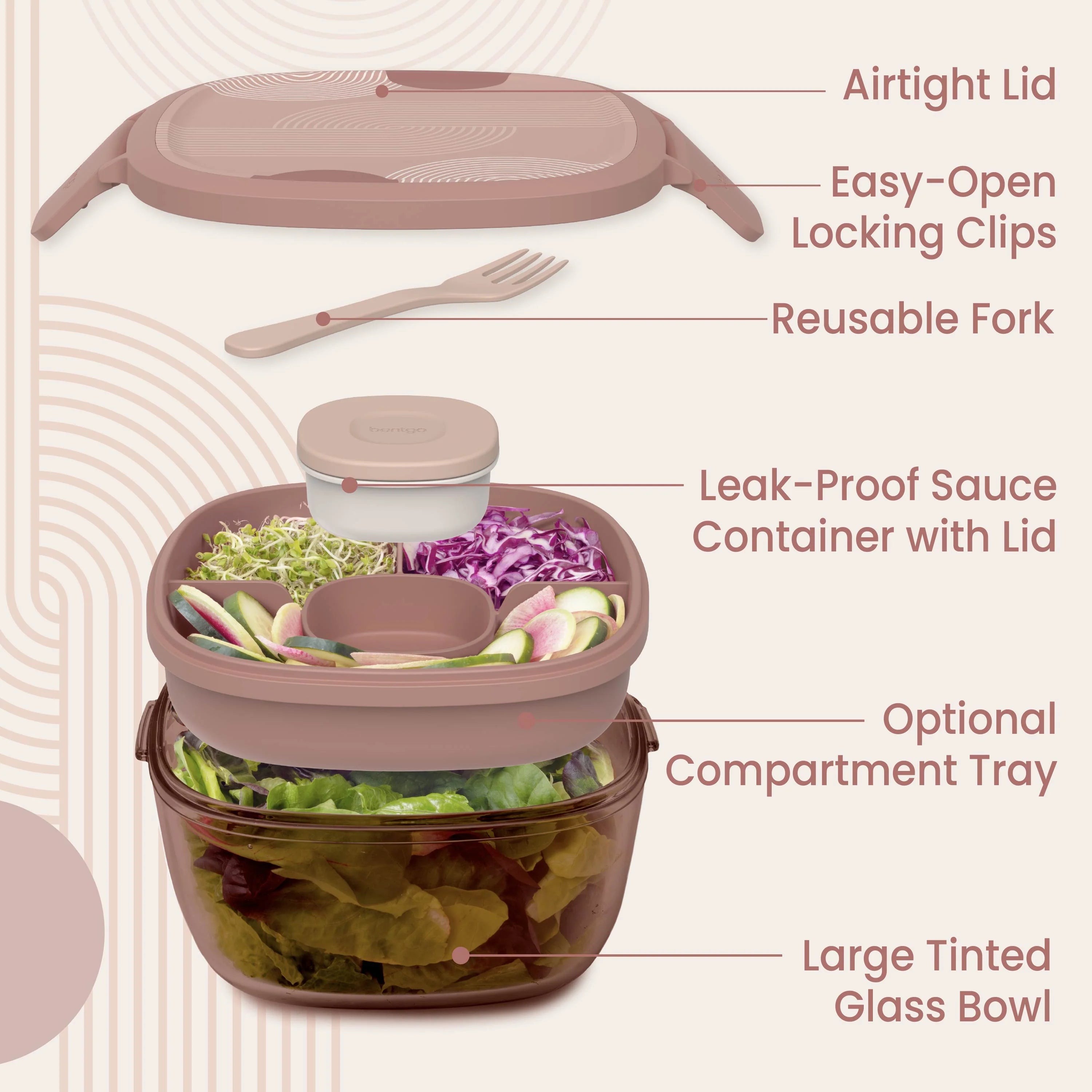 Bentgo Glass Prints All-in-One Salad Container