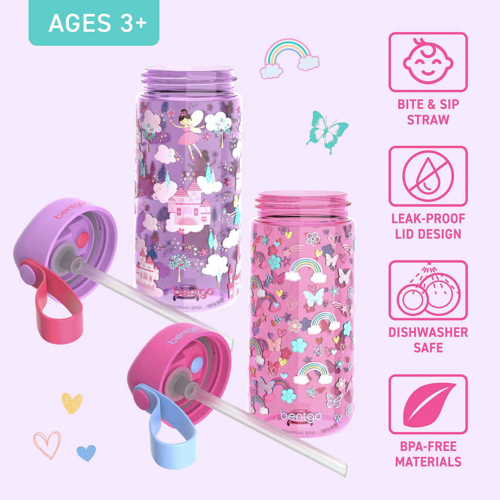Bentgo Kids Prints Water Bottle (2-Pack)