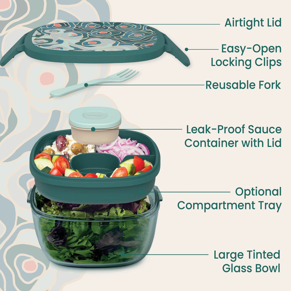 Bentgo Glass Prints All-in-One Salad Container