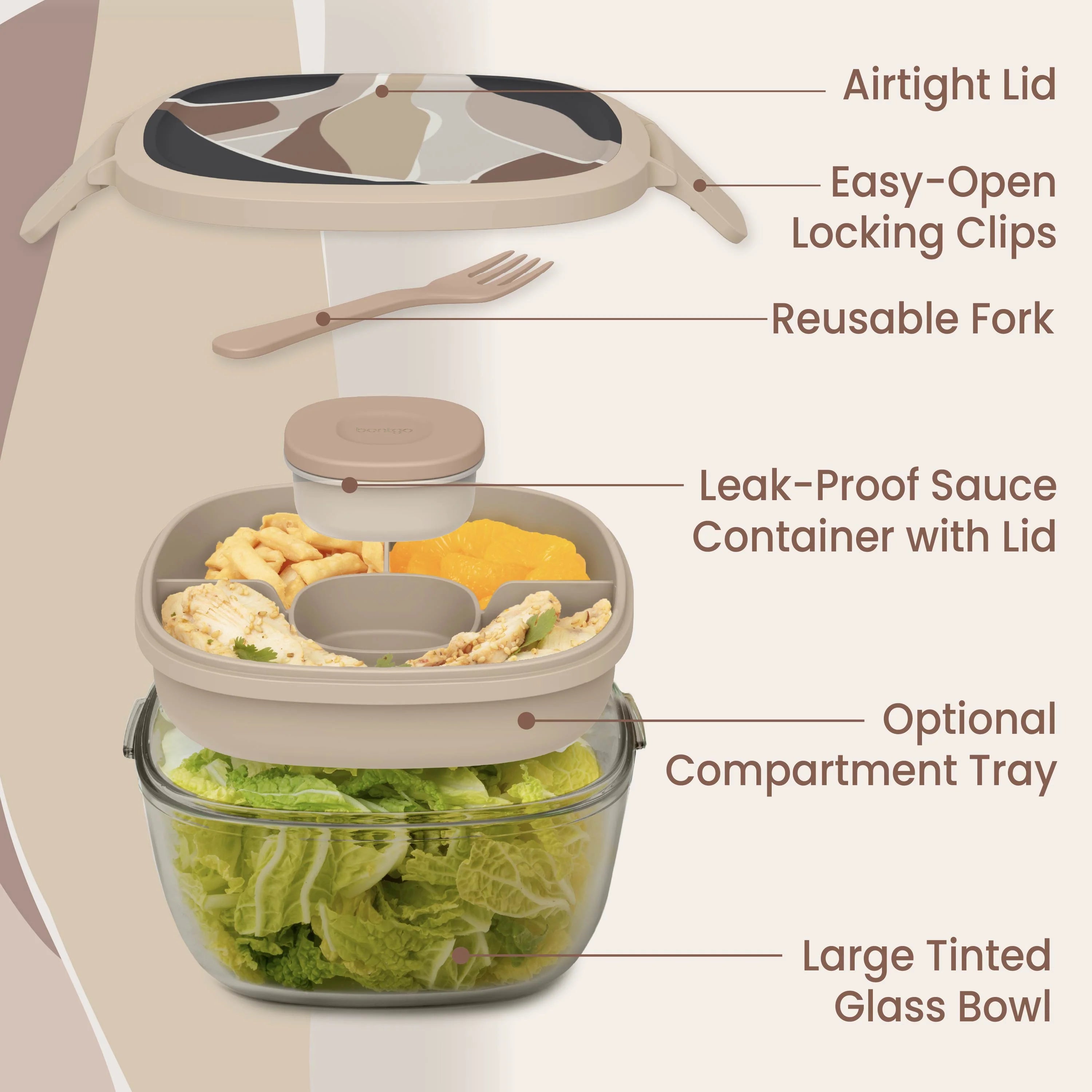 Bentgo Glass Prints All-in-One Salad Container