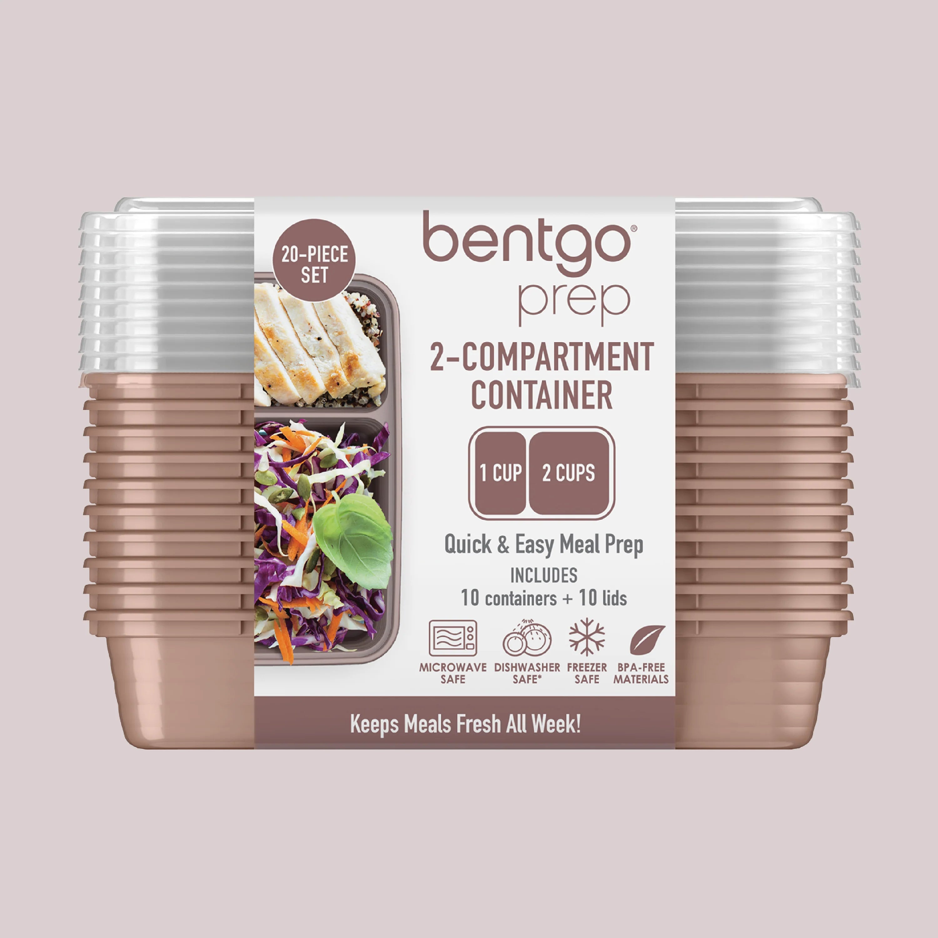 Bentgo Prep 2-Compartment Meal Prep Containers (20-Piece)