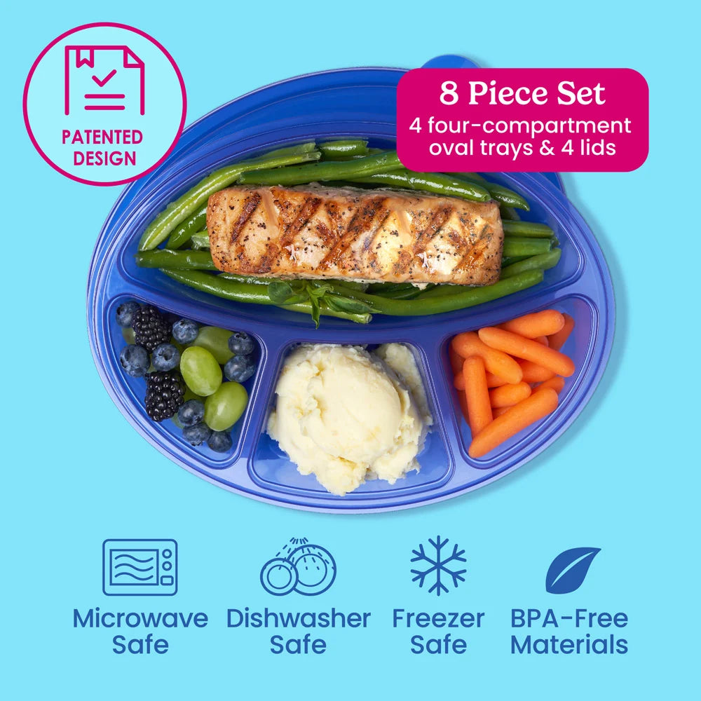 Bentgo Easyboxes 4-Compartment Oval Containers 8-Piece Set