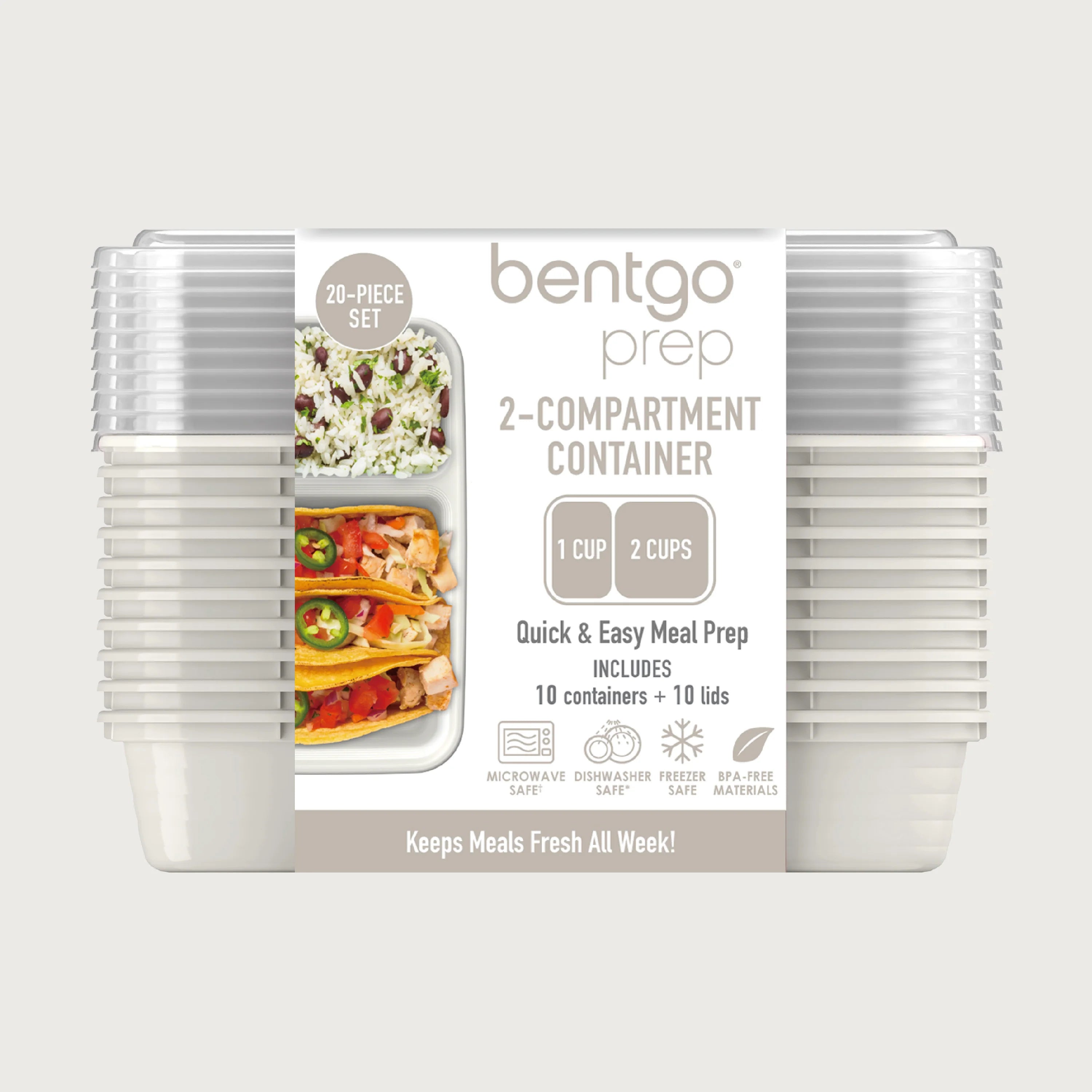 Bentgo Prep 2-Compartment Meal Prep Containers (20-Piece)