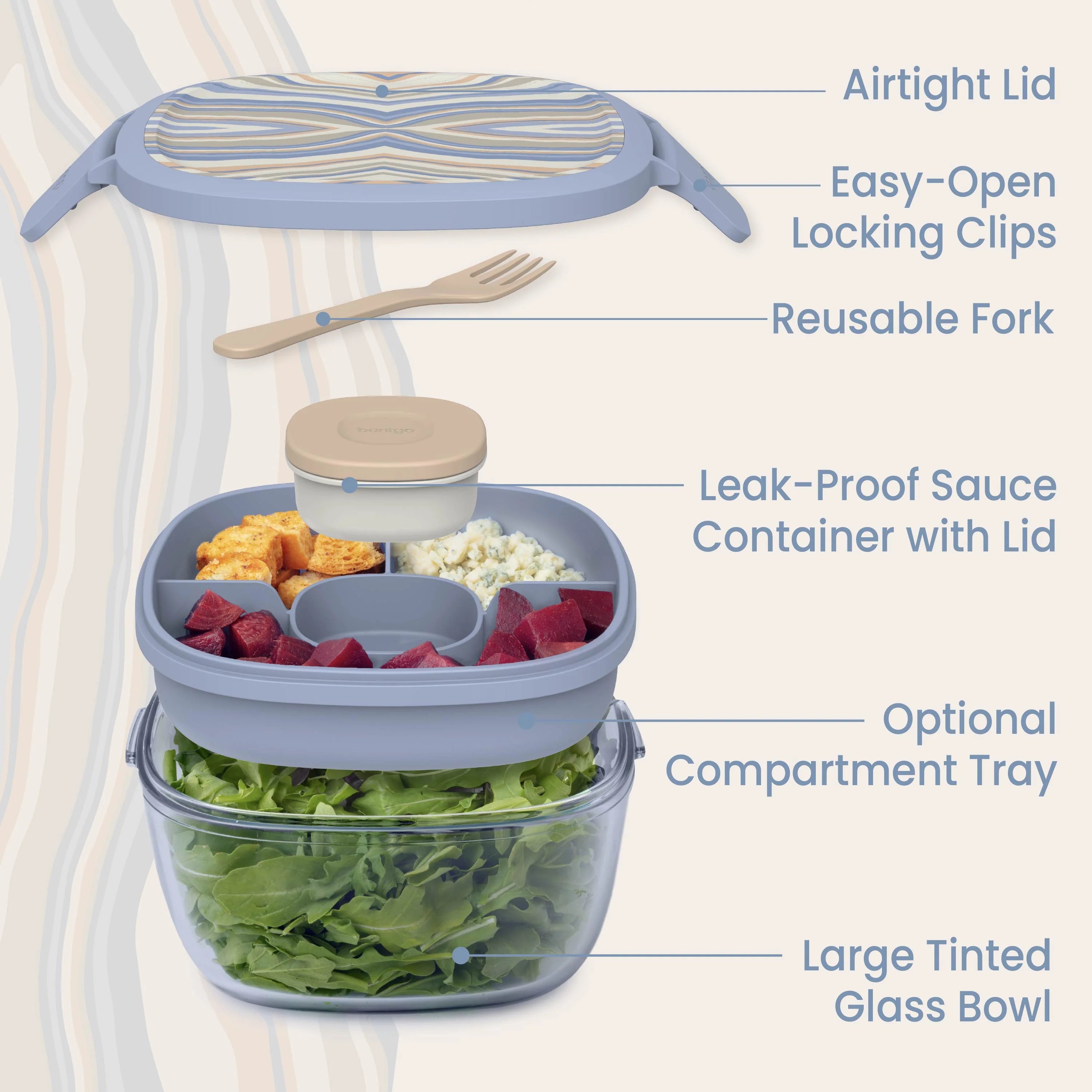 Bentgo Glass Prints All-in-One Salad Container