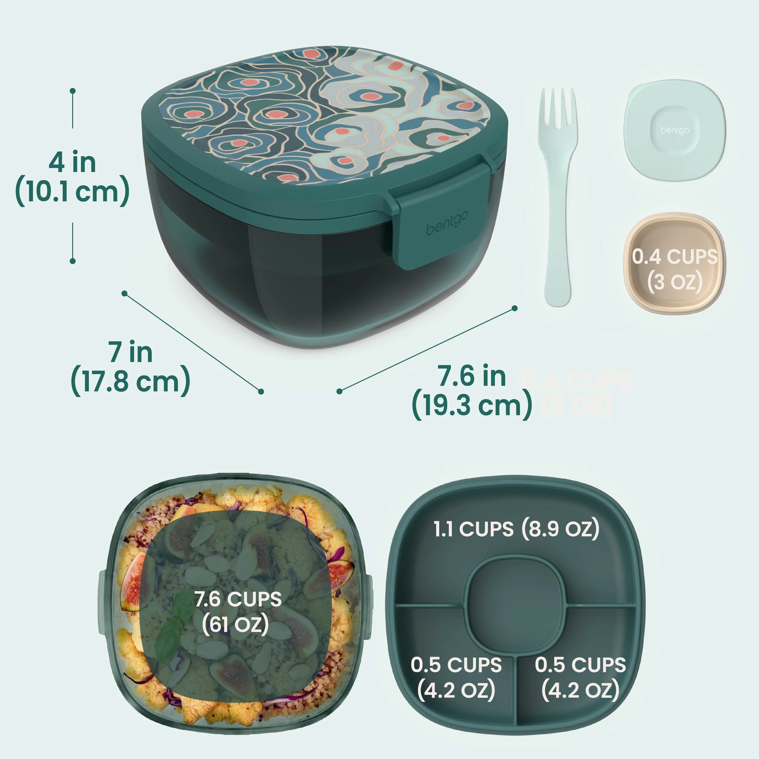 Bentgo Glass Prints All-in-One Salad Container