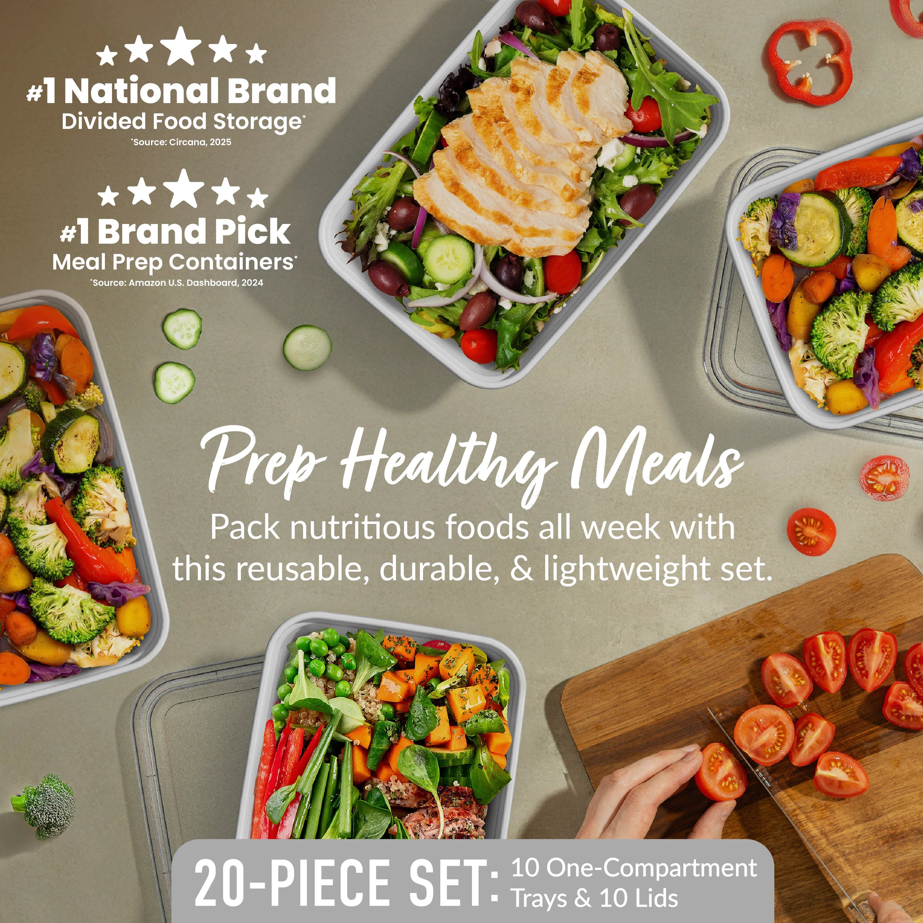 Bentgo Prep 1-Compartment Meal Prep Containers (20-Piece)