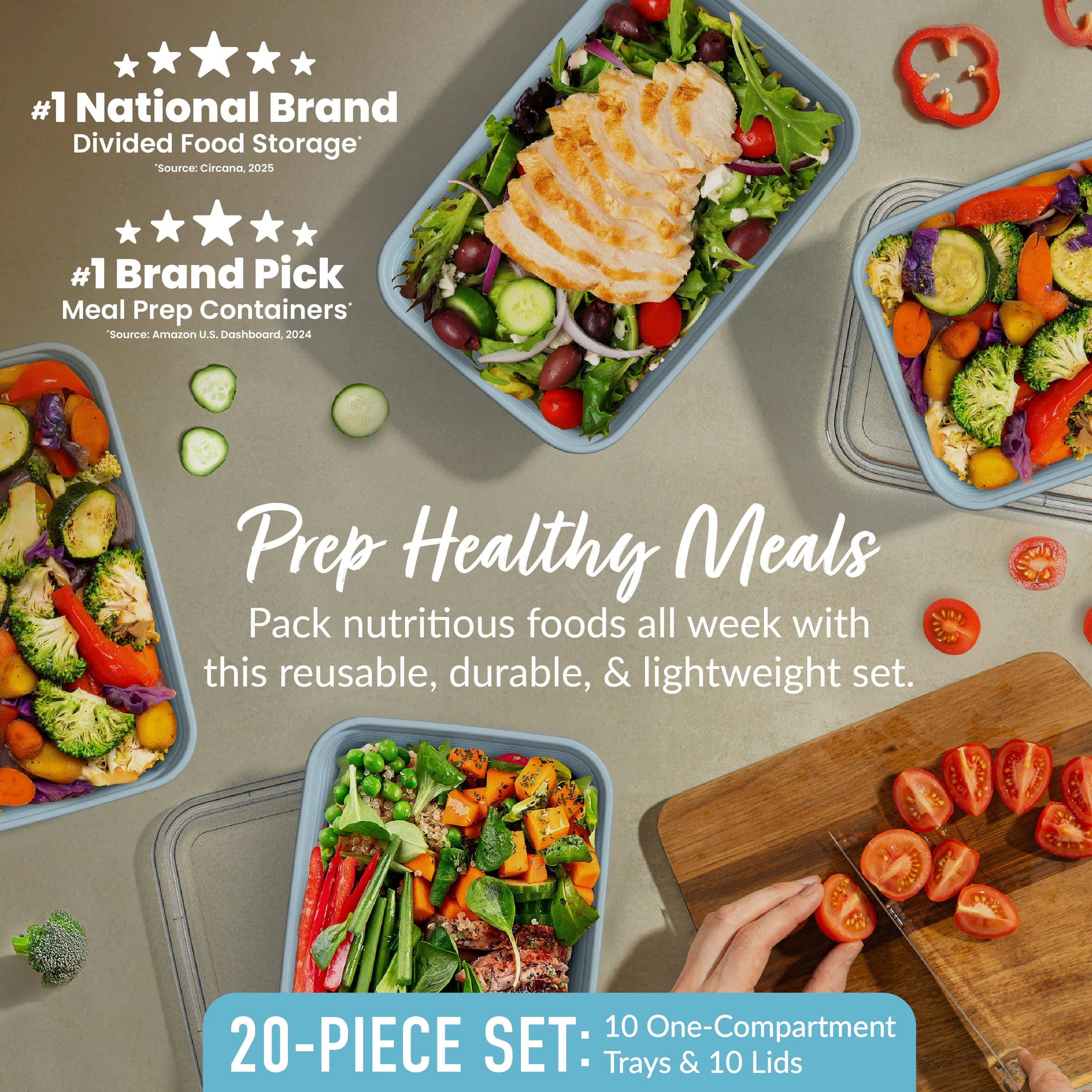 Bentgo Prep 1-Compartment Meal Prep Containers (20-Piece)