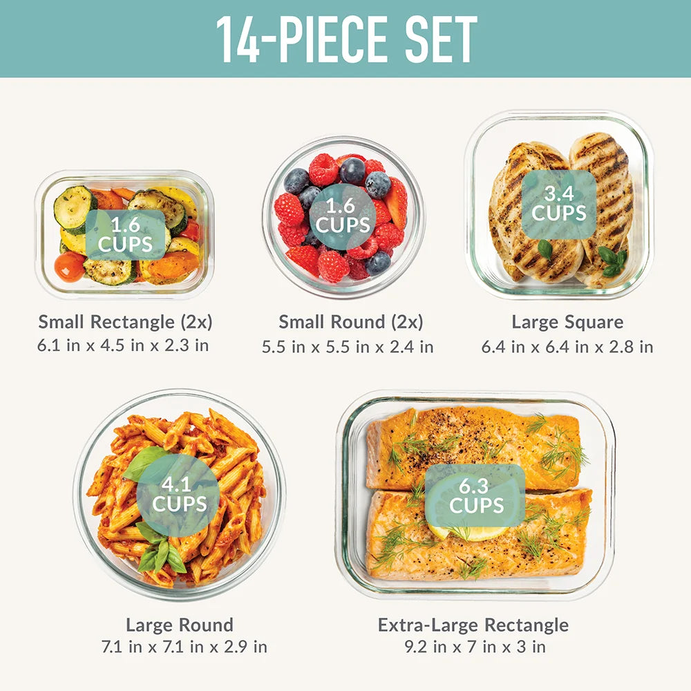 Bentgo Glass Leak-Proof Food Storage Set (14-Piece)