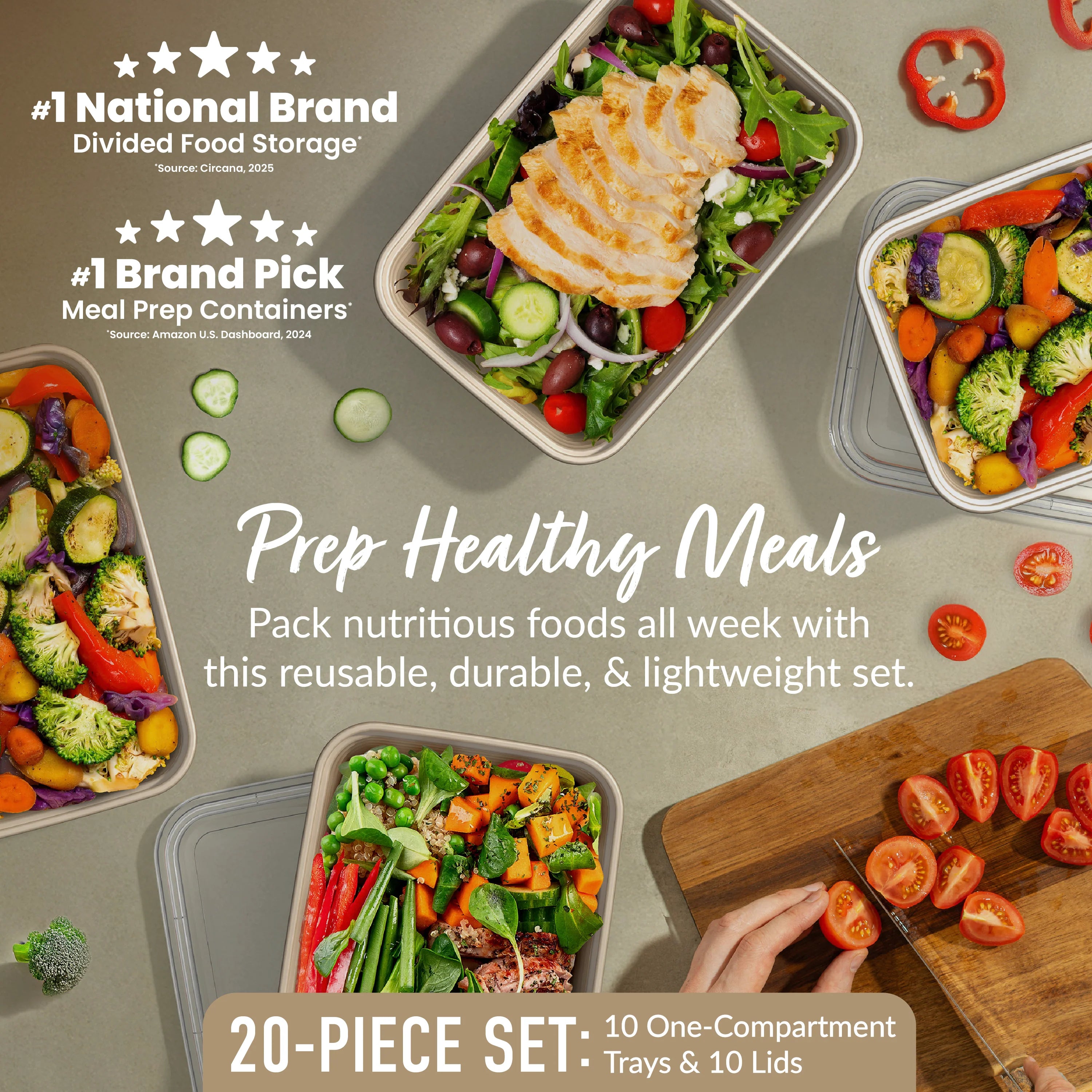 Bentgo Prep 1-Compartment Meal Prep Containers (20-Piece)