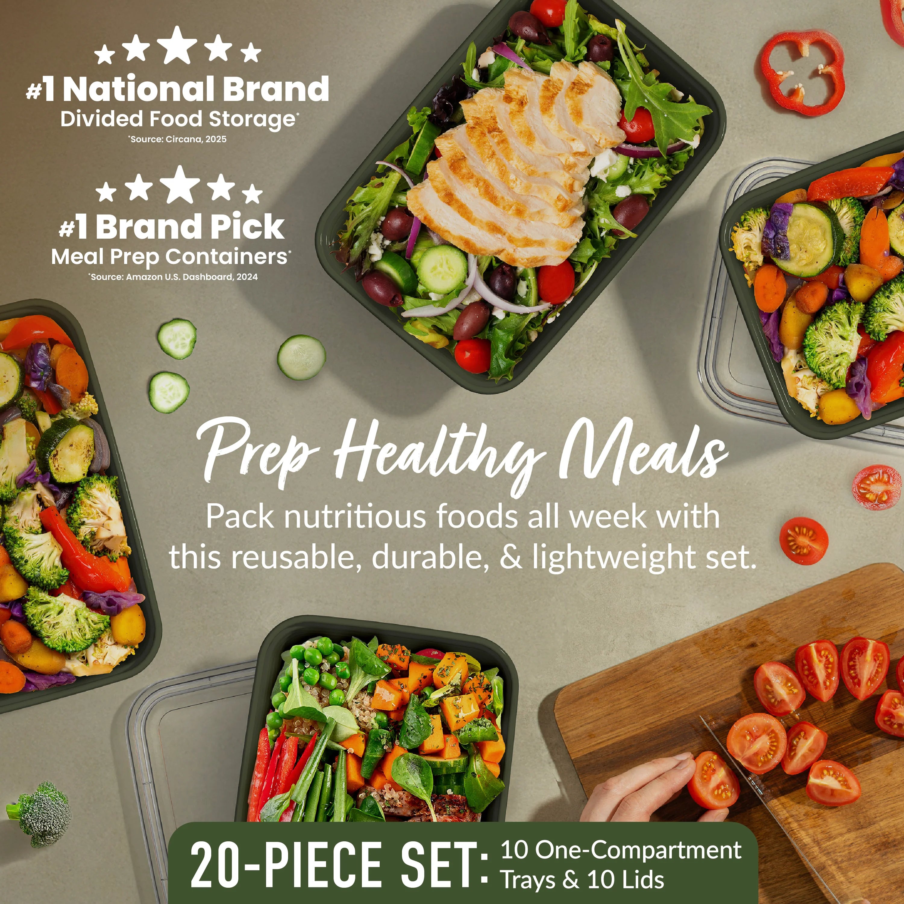 Bentgo Prep 1-Compartment Meal Prep Containers (20-Piece)