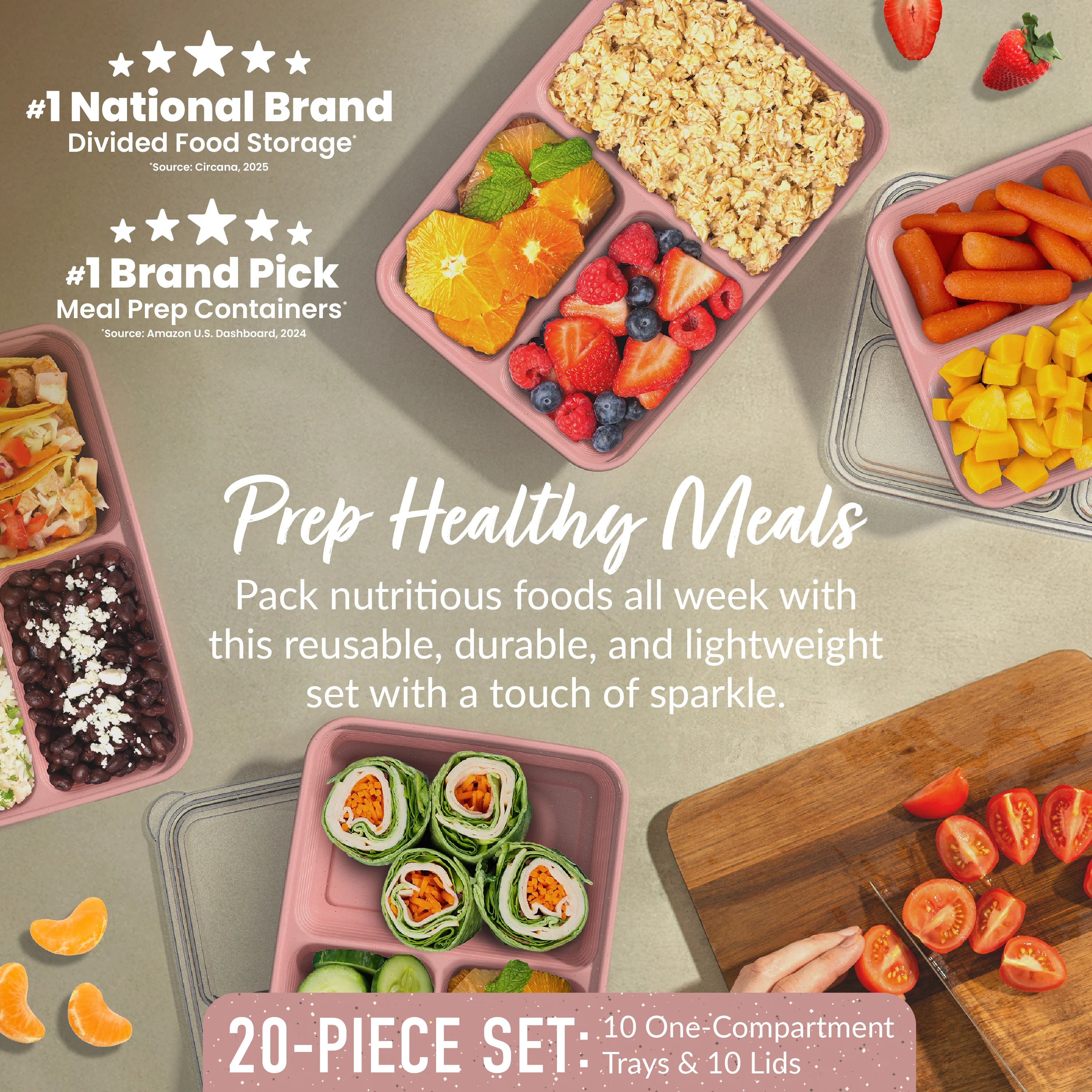 Bentgo Prep 3-Compartment Meal Prep Containers (20-Piece)